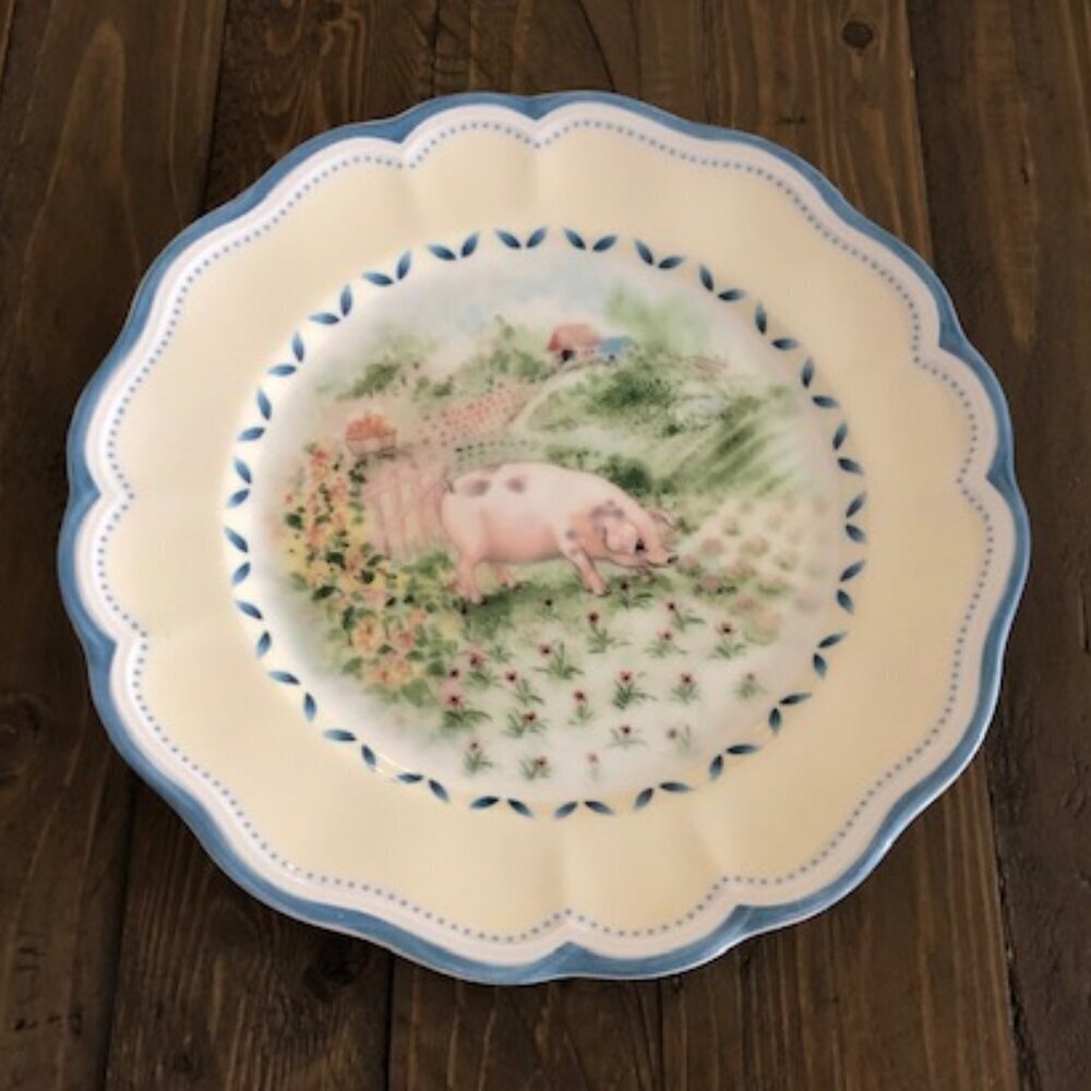 Lenox Provencal Garden Pig Luncheon Salad Accent Plate 9.5” Scalloped